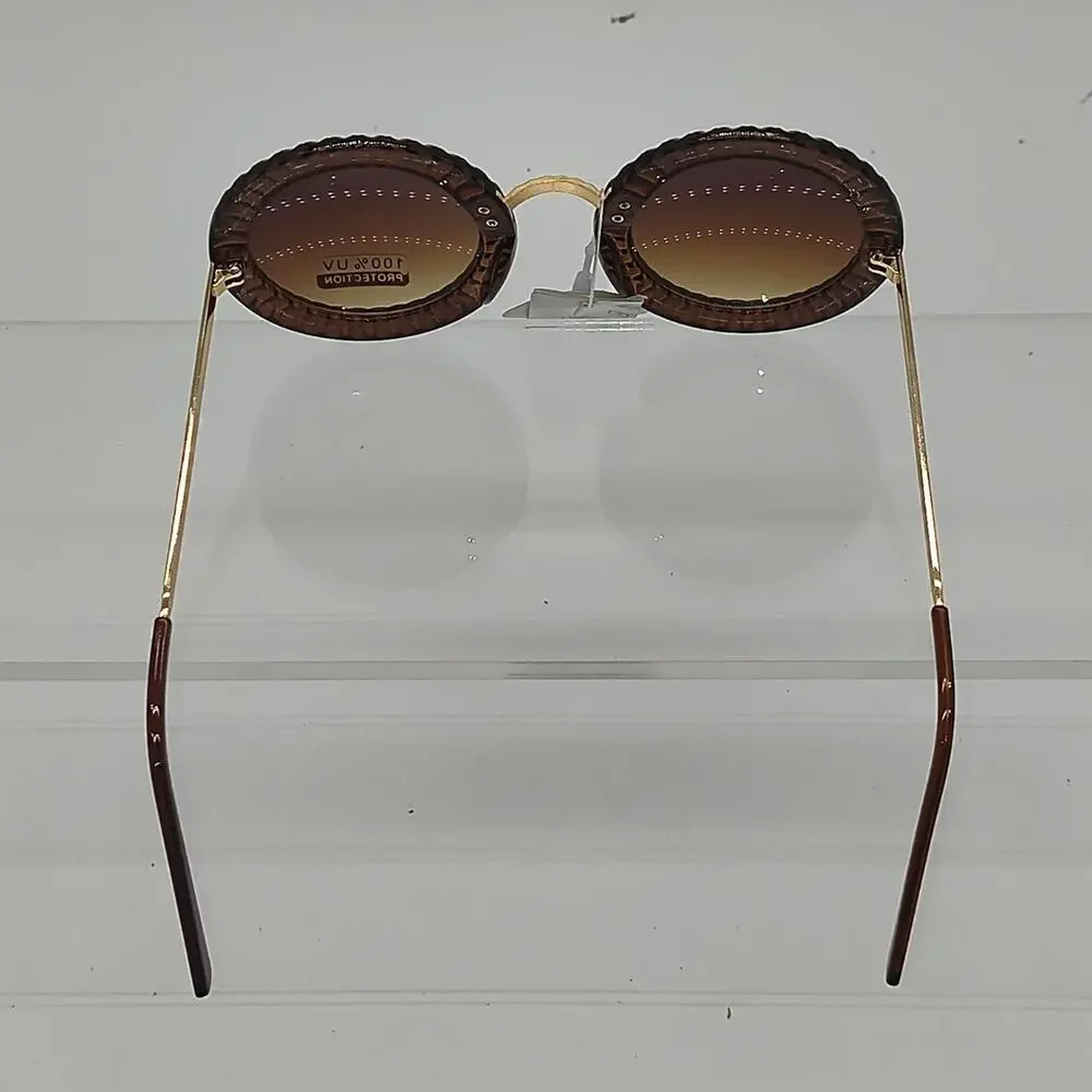 Brown gold round sunglasses
